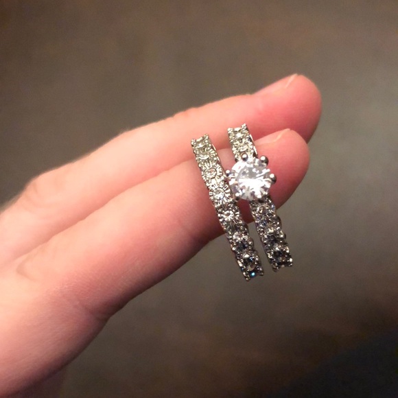 925 Silver Filled Wedding Set Ring White Sapphire - Picture 7 of 7